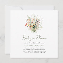 Garden Wildblomma Baby i Bloom Baby Shower Inbjudningar