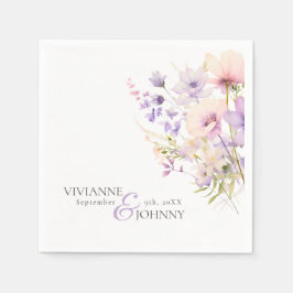 Garden WildblommLila Lavender Lila Bröllop Pappersservett