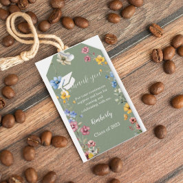 Garden Wildbloms tack till Studentfest Gift Presentetikett