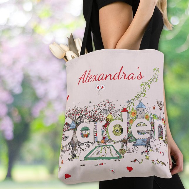 Garden Wildlife Blommigt Ord Art Personlig Tygkasse (Garden lovers wildlife floral custom name tote bag)