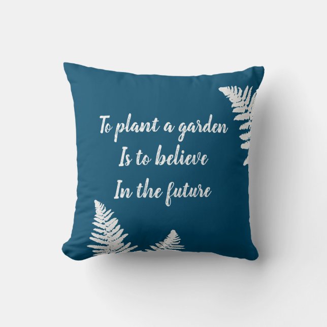Gardener Fern Löv Blue Botanical Toss Pillow Kudde (Framsida)
