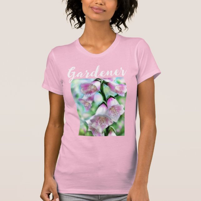 Gardener Foxglove Flowers Painting Art Blommigt Ro T Shirt (Framsida)