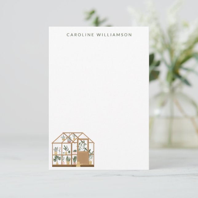Gardener Greenhouse Illustration Personlig Namn Anteckningskort (Stående Fram)