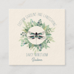 Gardener Landscaper Watercolor Greenery Fyrkantigt Visitkort