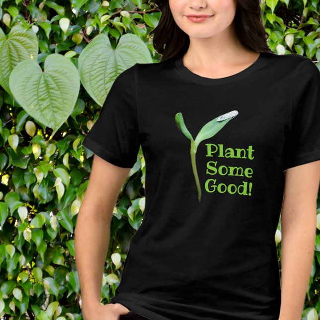 Gardener Plant Lite Bra Seedling Black T Shirt (Eco-friendly themed top for nature lovers. Perfect for gardeners.)