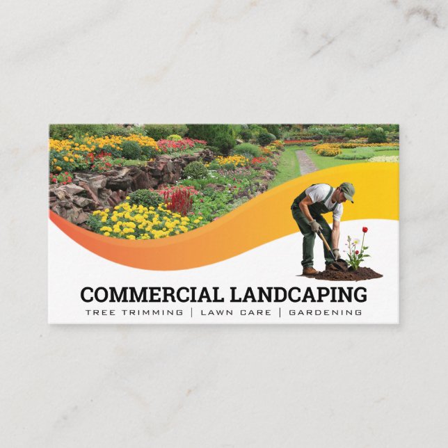 Gardener Planting Flowers | Landskap Visitkort (Framsida)