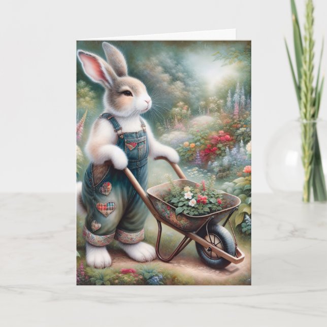 Gardener Rabbit Birthday Kort (Framsida)