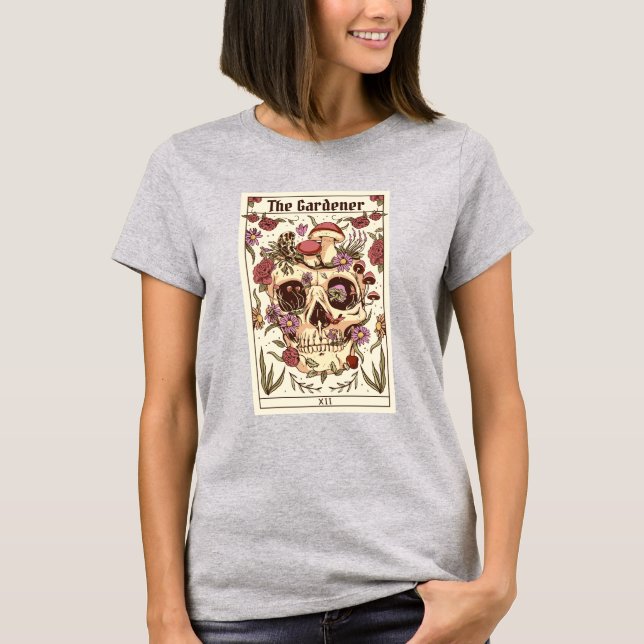 Gardener Skull-Tarot Card T Shirt (Framsida)