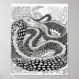 Gardener Snake Study bortom sidan för hudfärgning Poster