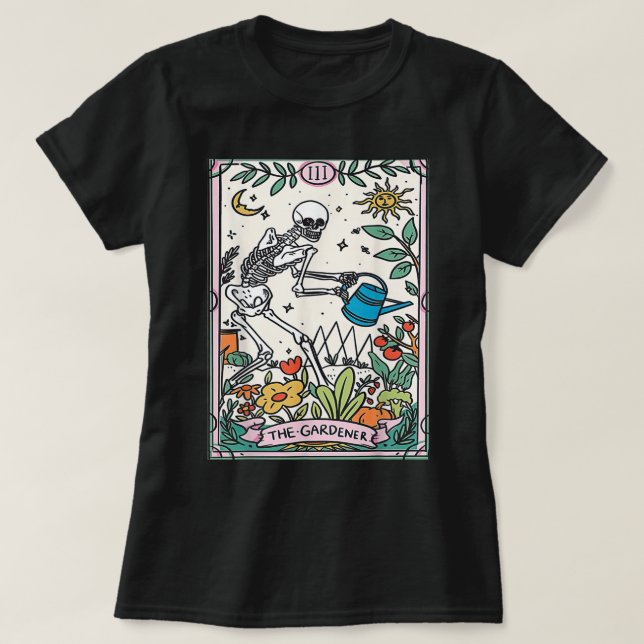 Gardener Tarot Card Mystical Witchy  T Shirt (Design framsida)