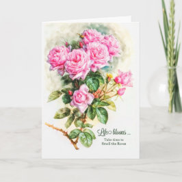 Gardener Thmet Vintage Blommigt Rosa ros Birthday Kort