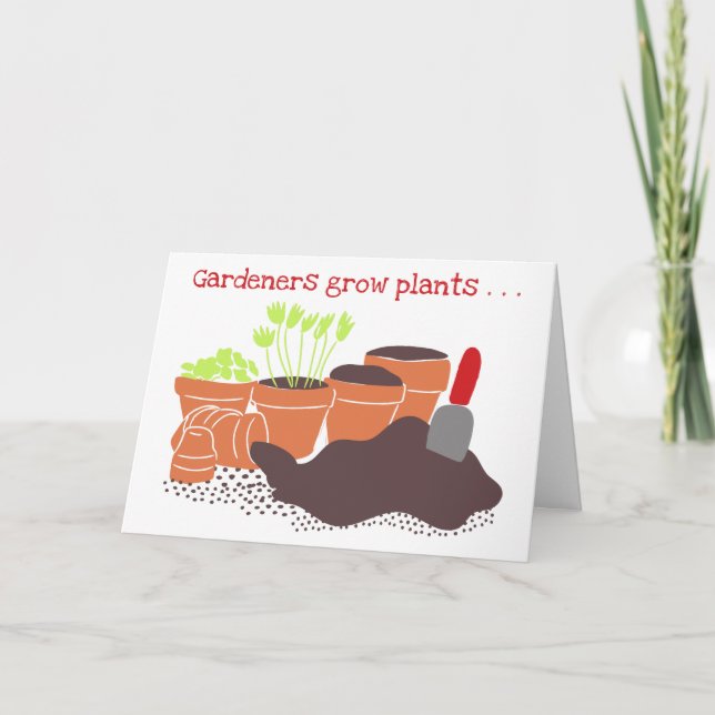 Gardeners Cusom Message Flower Pots Birthday Kort (Framsida)