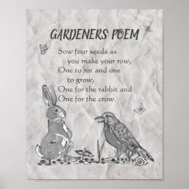 Gardeners Dikt Black & White Seeds, kanin, Kråka Poster