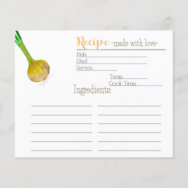 Gardener's Onion Recipe Card (Framsida)