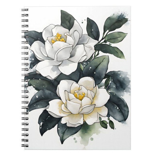 Gardenia - Akvarellblommor Anteckningsbok (Framsidan)