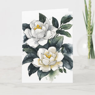 Gardenia - Akvarellblommor Kort
