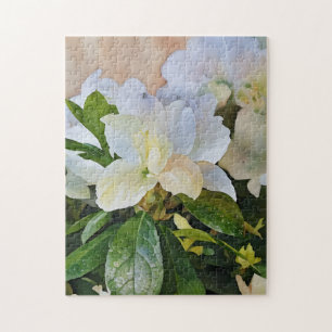 Gardenia Flowers Blommigt Art Garden Puzzle Pussel
