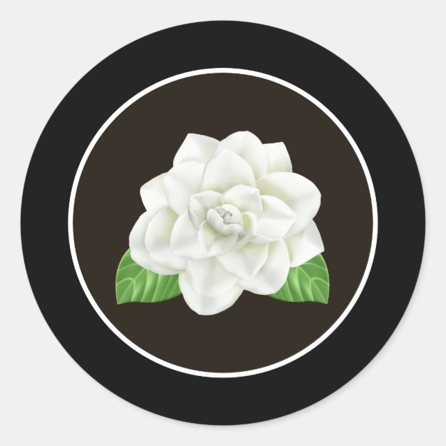 Gardenia Stickers Runt Klistermärke (Framsida)