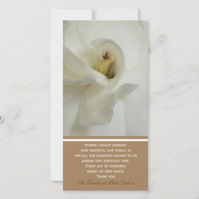 Gardenia Sympathy Memorial Tack Photo Card (Framsida)