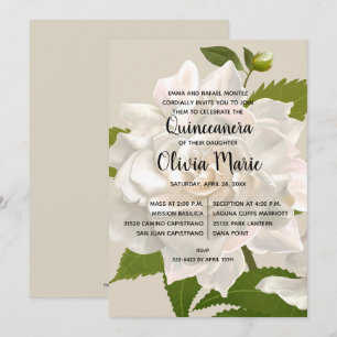 Gardenia Vintage Blommigt Quinceañera-inbjudan