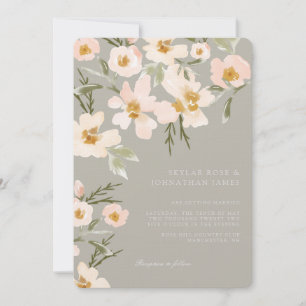 Gardenia Watercolor Abstrakt Blommigt Grått Inbjudningar
