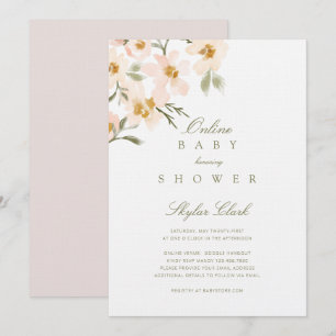 Gardenia Watercolor Blommigts Online Baby Shower Inbjudningar