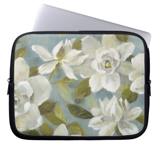 Gardenias kritiserar på blått laptop sleeve (Framsidan)