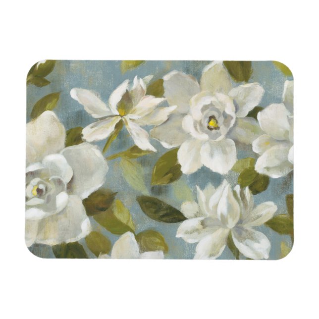 Gardenias on Slate Blue Magnet (Horisontell)