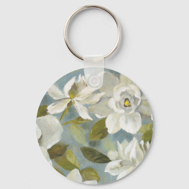 Gardenias on Slate Blue Nyckelring (Framsida)