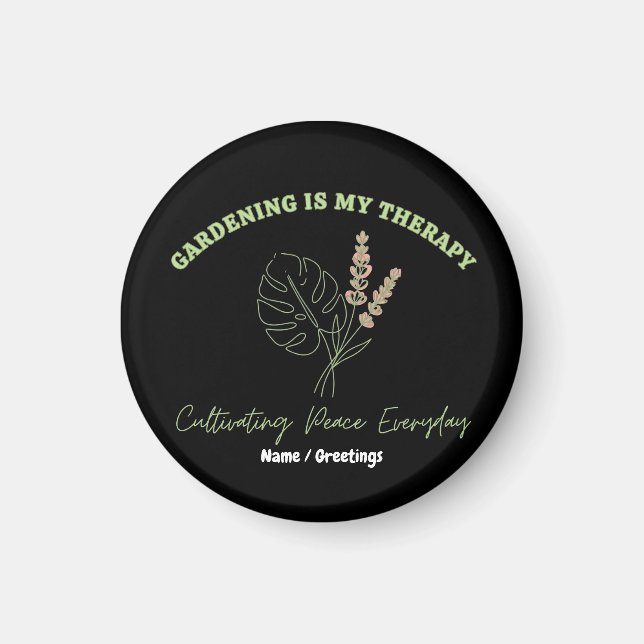 Gardening Is My Therapy Minimalist Botanical Art  Magnet (Framsidan)