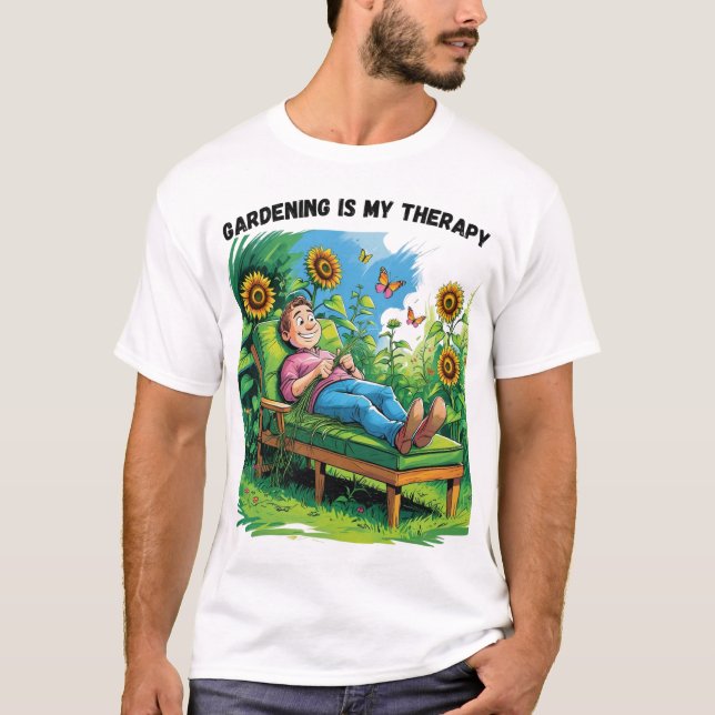 Gardening Is My Therapy T-Shirt (Framsida)