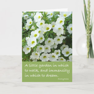 Gardenpartiets inbjudan, avslutande blommor, vit kort