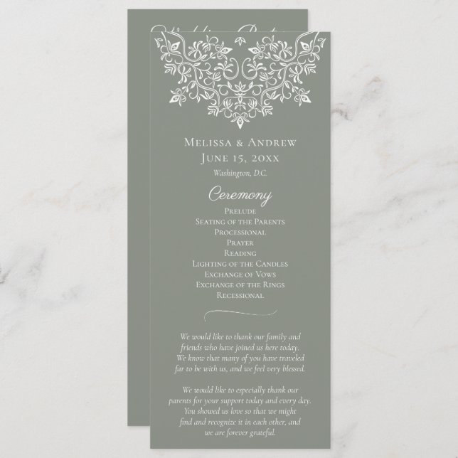 Gardenprogram för fransk Snöre Program (Fram/baksida)