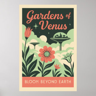 Gardens av Venus - Retro Space Botanical Poster