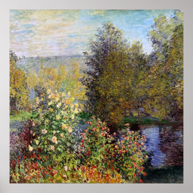 Gardens hörn i Montgeron - Claude Monet Poster (Framsidan)
