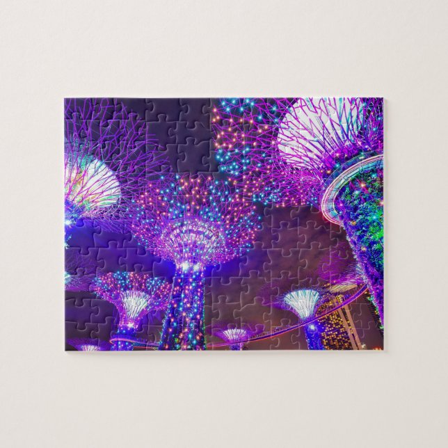 Gardens längs Singapores bukt. Pussel (Horisontell)