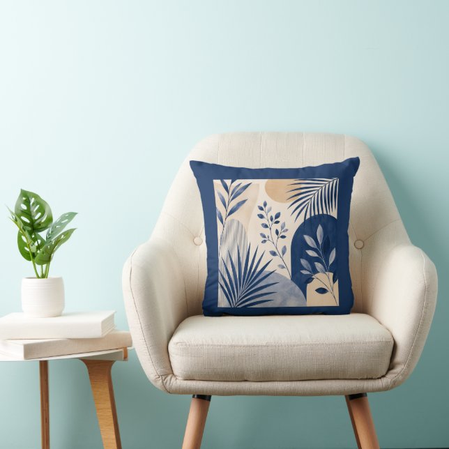 Gardens Syracuse Abstract Navy Leaf Cushion Kudde (Stol)
