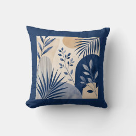 Gardens Syracuse Abstract Navy Leaf Cushion Kudde