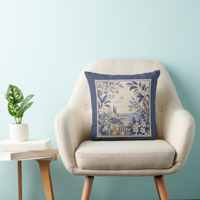 Gardens Syracuse Coastal Landscape Cushion Kudde (Stol)