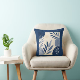 Gardens Syracuse Ivory Blue Foliage Cushion Kudde