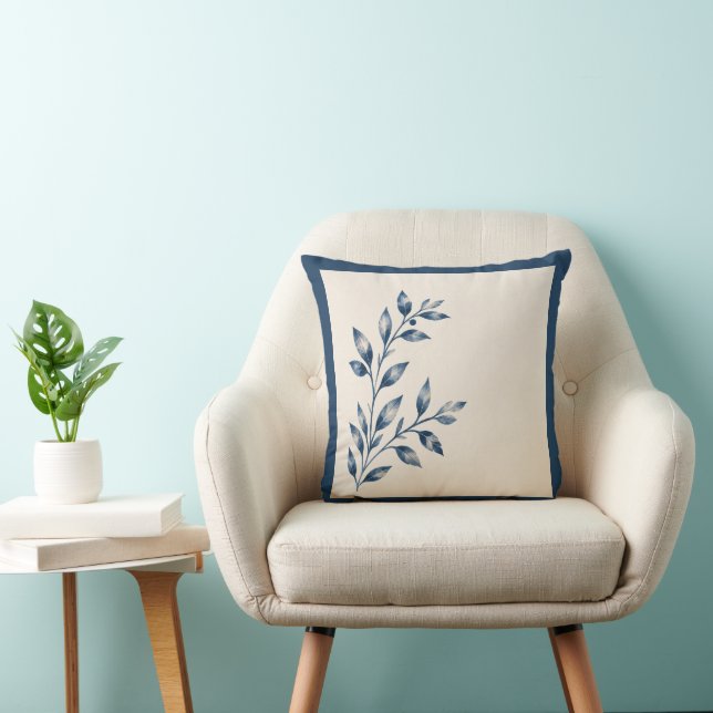Gardens Syracuse Minimalist Blue Leaf Cushion Kudde (Stol)