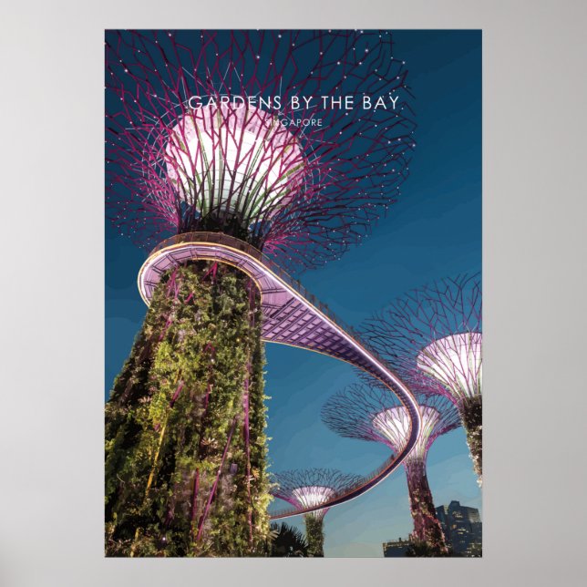 Gardens vid Bay, Singapore Travel Artwork Poster (Framsidan)