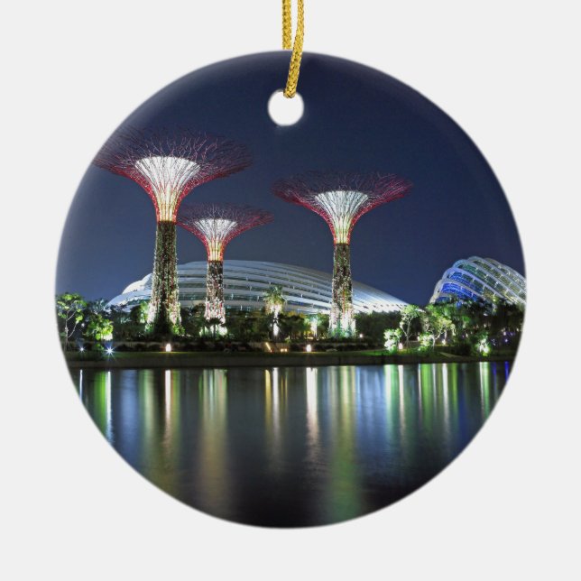 Gardens vid Singapore Bay Julgransprydnad Keramik (Framsidan)