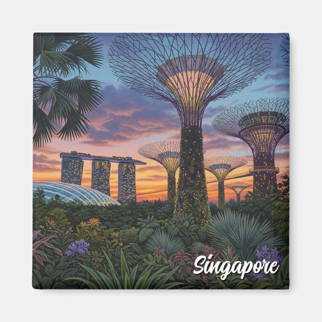 Gardens vid Singapore Bay Magnet (Framsidan)