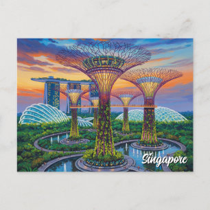 Gardens vid Singapore Bay Vykort