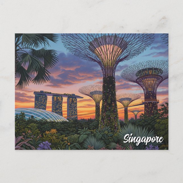 Gardens vid Singapore Bay Vykort (Framsida)