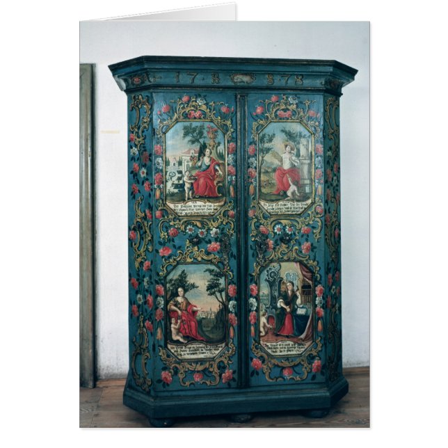 Garderob som dekoreras med platser av fyrana hälsningskort (Framsidan)