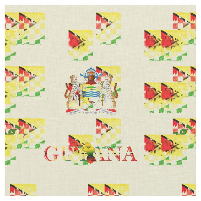 GårdGuyana flagga och designad Tyg (Närbild)