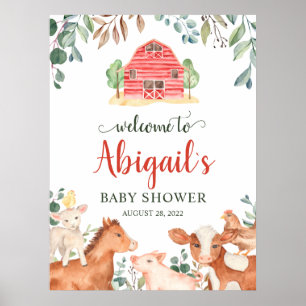 Gårds Djurs Parad Välkommen Baby Shower Affisch