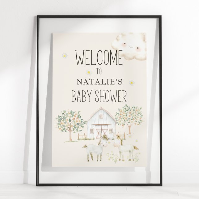 Gårdsdjur Äng Vänner Baby Shower Skylt (Skapare uppladdad)